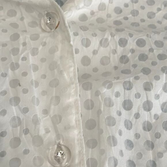 Dressbarn Woman White Polka Dot Blouse 14/16 Cotton & Polyester - Picture 4 of 10